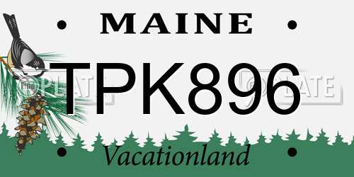 TPK896 Maine License Plate