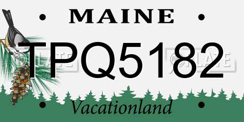 TPQ5182 Maine License Plate