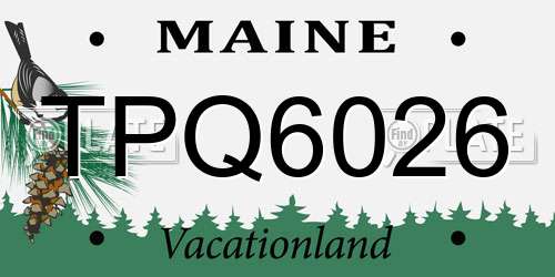 TPQ6026 Maine License Plate