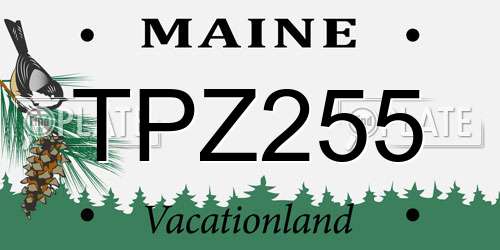 TPZ255 Maine License Plate