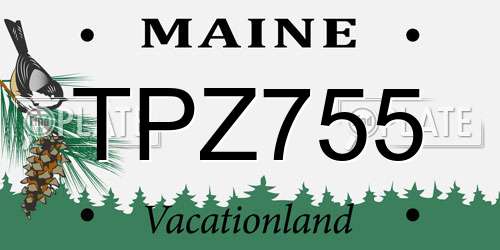 TPZ755 Maine License Plate