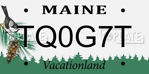 TQ0G7T Maine License Plate
