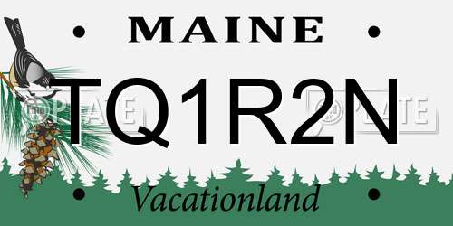 TQ1R2N Maine License Plate