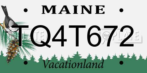 TQ4T672 Maine License Plate