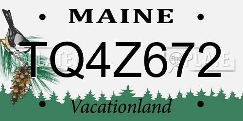 TQ4Z672 Maine License Plate