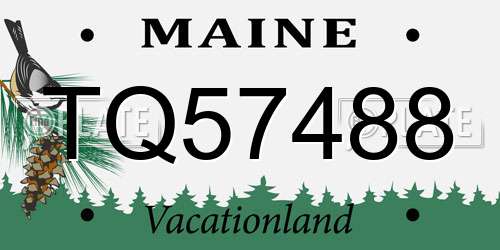 TQ57488 Maine License Plate