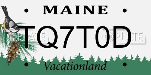 TQ7T0D Maine License Plate
