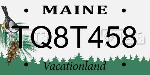 TQ8T458 Maine License Plate