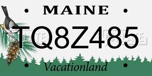 TQ8Z485 Maine License Plate