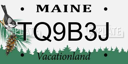 TQ9B3J Maine License Plate