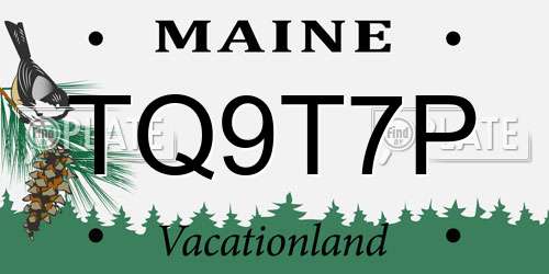 TQ9T7P Maine License Plate