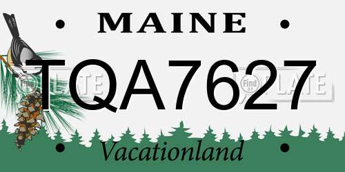 TQA7627 Maine License Plate