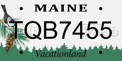 TQB7455 Maine License Plate