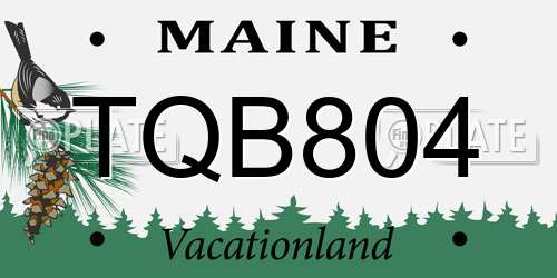 TQB804 Maine License Plate
