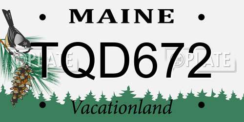 TQD672 Maine License Plate