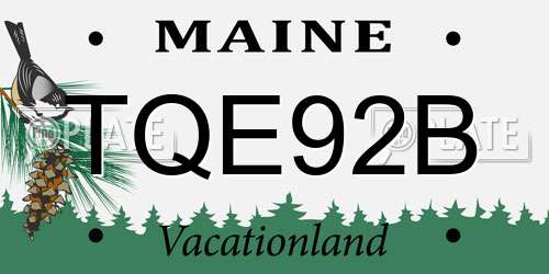 TQE92B Maine License Plate