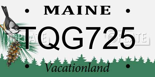 TQG725 Maine License Plate