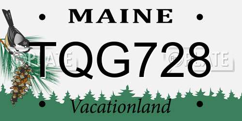 TQG728 Maine License Plate