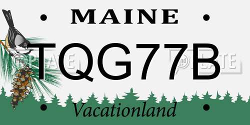 TQG77B Maine License Plate