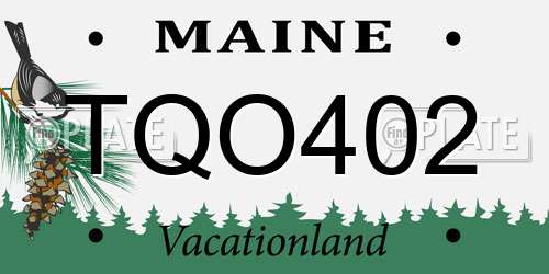 TQO402 Maine License Plate