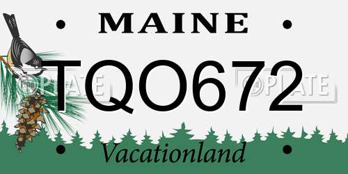 TQO672 Maine License Plate