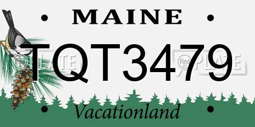 TQT3479 Maine License Plate