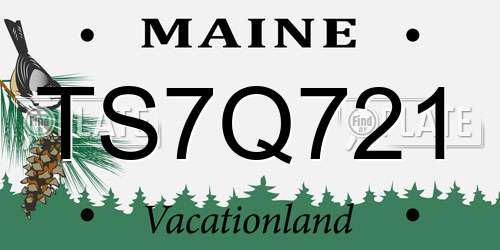 TS7Q721 Maine License Plate