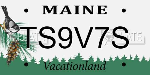 TS9V7S Maine License Plate