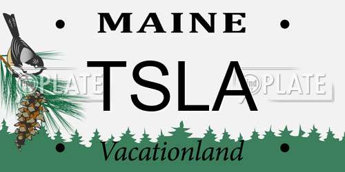 TSLA Maine License Plate