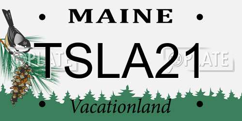 TSLA21 Maine License Plate