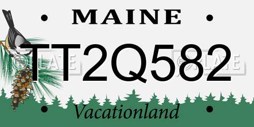 TT2Q582 Maine License Plate