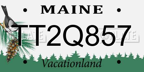 TT2Q857 Maine License Plate