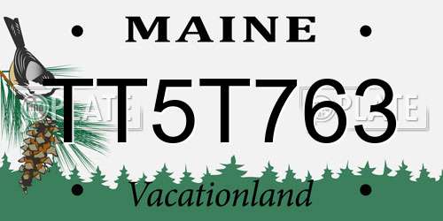 TT5T763 Maine License Plate
