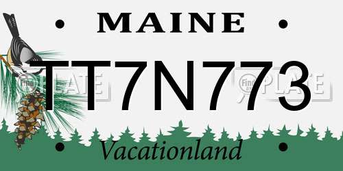 TT7N773 Maine License Plate