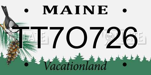 TT7O726 Maine License Plate