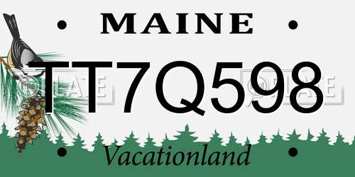 TT7Q598 Maine License Plate