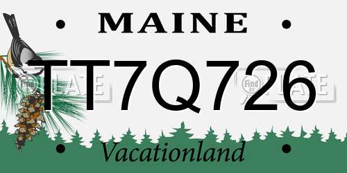 TT7Q726 Maine License Plate