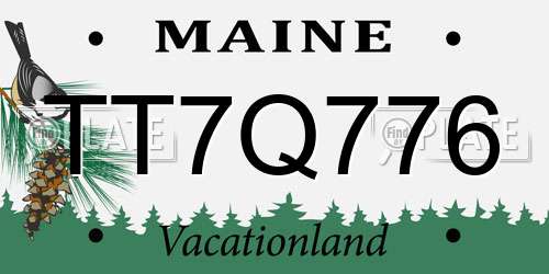 TT7Q776 Maine License Plate