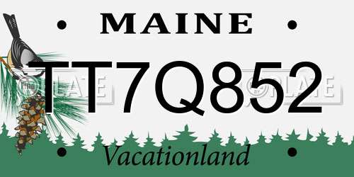 TT7Q852 Maine License Plate