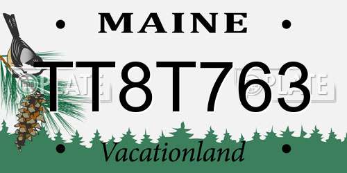 TT8T763 Maine License Plate