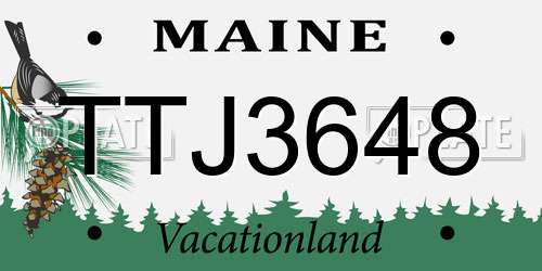 TTJ3648 Maine License Plate