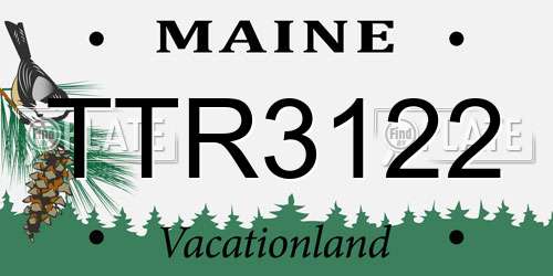 TTR3122 Maine License Plate