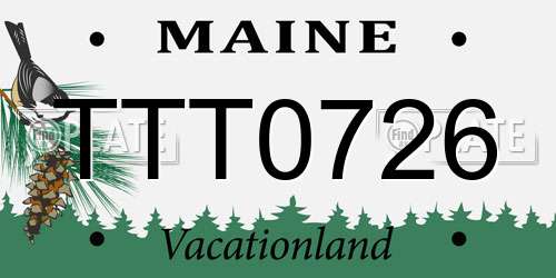 TTT0726 Maine License Plate