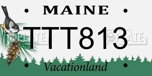 TTT813 Maine License Plate