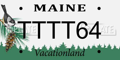 TTTT64 Maine License Plate