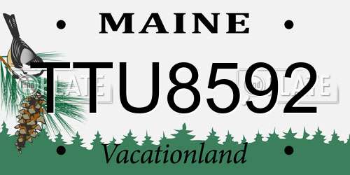 TTU8592 Maine License Plate