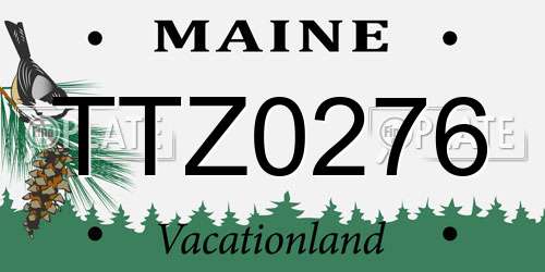 TTZ0276 Maine License Plate