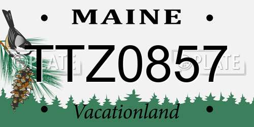 TTZ0857 Maine License Plate