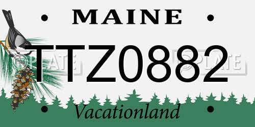 TTZ0882 Maine License Plate