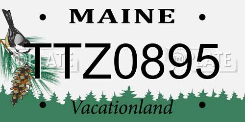 TTZ0895 Maine License Plate